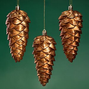 Елочная игрушка Шишка Fattura - Antique Cooper 14 см, 3 шт, пластик, подвеска Winter Deco фото 1