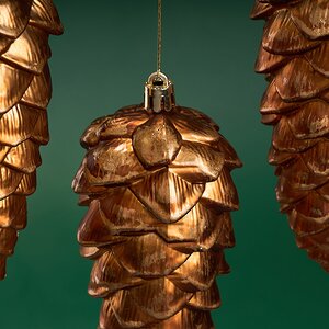 Елочная игрушка Шишка Fattura - Antique Cooper 14 см, 3 шт, пластик, подвеска Winter Deco фото 2