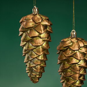 Елочная игрушка Шишка Fattura - Antique Olive 14 см, 3 шт, пластик, подвеска Winter Deco фото 3