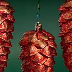 Елочная игрушка Шишка Fattura - Antique Red 14 см, 3 шт, пластик, подвеска Winter Deco фото 2