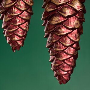 Елочная игрушка Шишка Fattura - Antique Bordo 14 см, 3 шт, пластик, подвеска Winter Deco фото 4