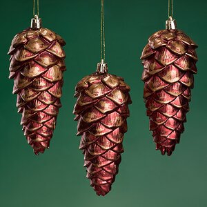 Елочная игрушка Шишка Fattura - Antique Bordo 14 см, 3 шт, пластик, подвеска Winter Deco фото 1