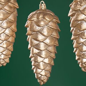 Елочная игрушка Шишка Fattura - Antique Beige 14 см, 3 шт, пластик Winter Deco фото 2