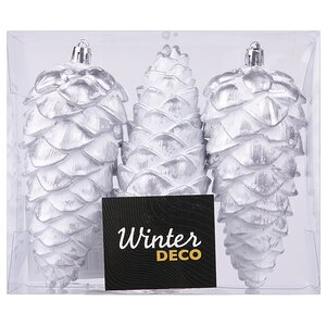 Елочная игрушка Шишка Fattura - Antique White 14 см, 3 шт, пластик, подвеска Winter Deco фото 4