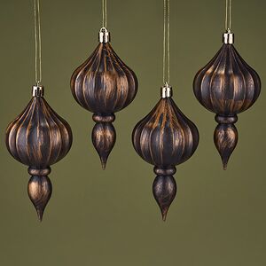 Елочная игрушка Fattura - Antique Brown 12 см, 4 шт, пластик, подвеска