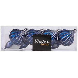 Елочная игрушка Fattura - Antique Blue 12 см, 4 шт, пластик Winter Deco фото 3