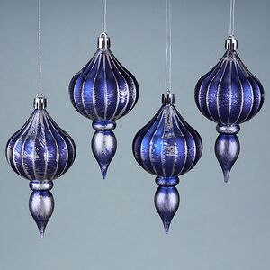 Елочная игрушка Fattura - Antique Blue 12 см, 4 шт, пластик