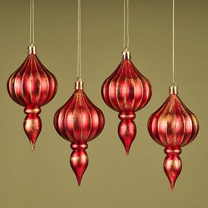 Елочная игрушка Fattura - Antique Red 12 см, 4 шт, пластик