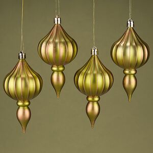 Елочная игрушка Fattura - Antique Olive 12 см, 4 шт, пластик