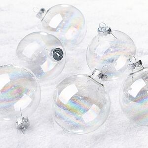 Набор стеклянных шаров 8 см прозрачный перламутр, 6 шт