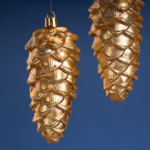 Елочная игрушка Шишка Monfalcone 11 см темно-золотая, 6 шт, пластик Winter Deco фото 2