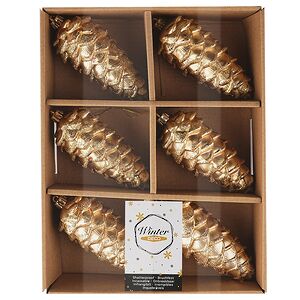 Елочная игрушка Шишка Monfalcone 11 см темно-золотая, 6 шт, пластик Winter Deco фото 3