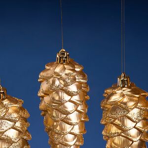 Елочная игрушка Шишка Monfalcone 11 см темно-золотая, 6 шт, пластик Winter Deco фото 4