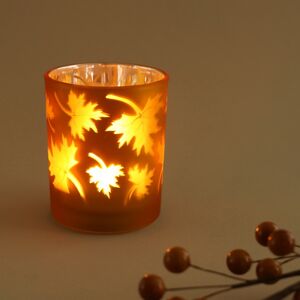 Стеклянный подсвечник Maple Joy 8 см оранжевый Boltze (Больтце) фото 6