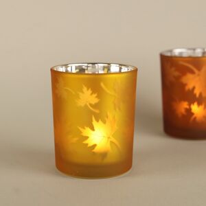 Стеклянный подсвечник Maple Joy 8 см оранжевый Boltze (Больтце) фото 2