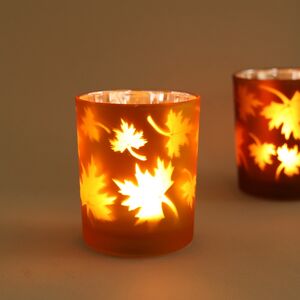 Стеклянный подсвечник Maple Joy 8 см оранжевый Boltze (Больтце) фото 1