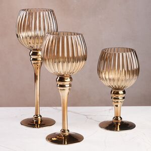 Набор стеклянных подсвечников-бокалов Мельбурн 20-30 см, 3 шт Boltze фото 3