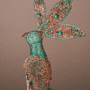 Елочная игрушка Попугай Эбру 30 см, клипса Winter Deco фото 2