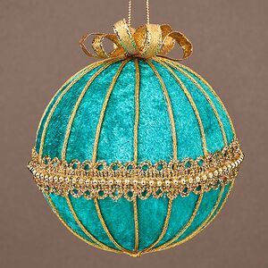 Винтажный елочный шар Адажио Веймара 11 см бирюзовый Winter Deco фото 1