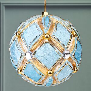 Винтажный елочный шар Equatore 10 см голубой Winter Deco фото 1