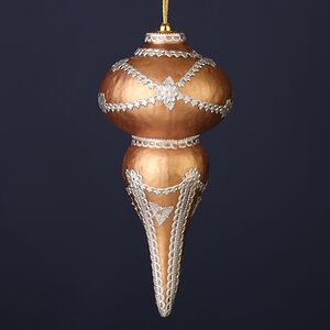 Винтажная елочная игрушка Сосулька Arrivederci 18 см, розовое золото, подвеска