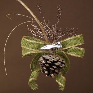 Бант на елку Ожеро: Лес Саксен 20 см оливковый, клипса Winter Deco фото 4