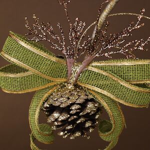 Бант на елку Ожеро: Лес Саксен 20 см оливковый, клипса Winter Deco фото 2