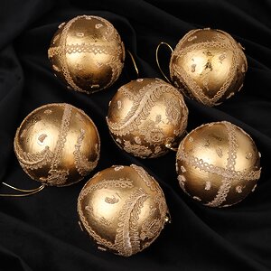 Набор елочных шаров Antique Gold Mezzo 8 см, 6 шт Winter Deco фото 1