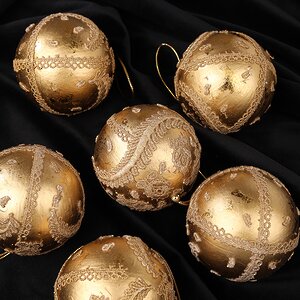 Набор елочных шаров Antique Gold Mezzo 8 см, 6 шт Winter Deco фото 2