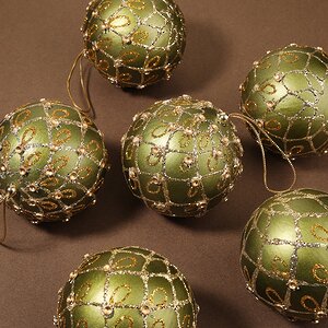 Набор елочных шаров Dynasty Hanchao 9 см оливковый, 6 шт Winter Deco фото 2