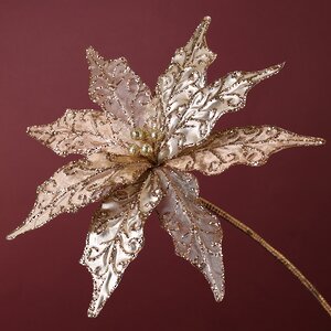 Искусственная пуансеттия Aemilius 25 см золотая, клипса Winter Deco фото 1