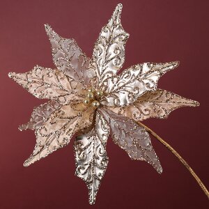 Искусственная пуансеттия Aemilius 25 см золотая, клипса Winter Deco фото 4