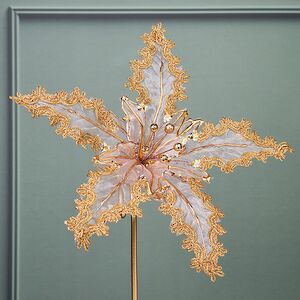 Искусственная пуансеттия Арройо 25 см пудровая, клипса