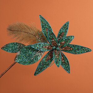 Искусственная пуансеттия Pavo Mira 25 см, клипса Winter Deco фото 1