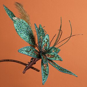 Искусственная пуансеттия Pavo Mira 25 см, клипса Winter Deco фото 3