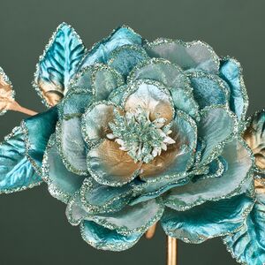 Искусственная роза Эмилье 18 см, клипса Winter Deco фото 2