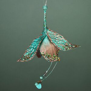 Елочная игрушка Цветок Питти - Morning Glory 28 см бирюзовая, подвеска Winter Deco фото 4