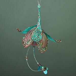 Елочная игрушка Цветок Питти - Morning Glory 28 см бирюзовая, подвеска Winter Deco фото 1