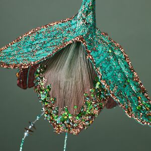 Елочная игрушка Цветок Питти - Morning Glory 28 см бирюзовая, подвеска Winter Deco фото 6