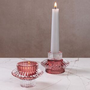 Стеклянный подсвечник Prezioso Rose 6 см, двусторонний