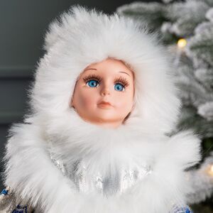 Игрушка под елку Снегурочка 35 см, в синей шубке Serpantin фото 2