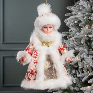Игрушка под елку Снегурочка 35 см, в красной шубке