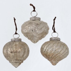 Набор стеклянных елочных игрушек Florencio Loconte 7 см, 3 шт, подвеска Boltze фото 1