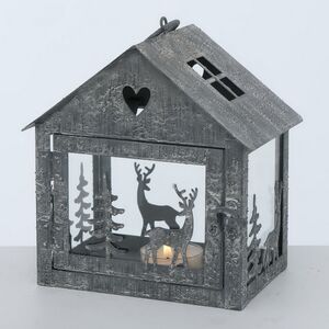 Набор подсвечников-домиков Олени в Лесу 16-27 см серый, 2 шт Boltze фото 4