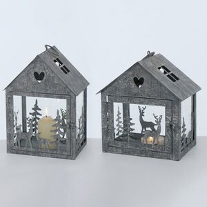 Набор подсвечников-домиков Олени в Лесу 16-27 см серый, 2 шт Boltze фото 3
