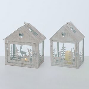 Набор подсвечников-домиков Олени в Лесу 16-27 см белый, 2 шт Boltze фото 3