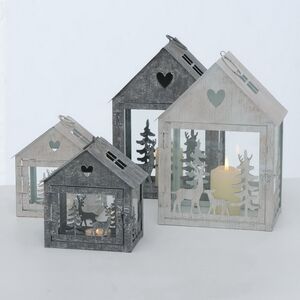 Набор подсвечников-домиков Олени в Лесу 16-27 см серый, 2 шт Boltze фото 8