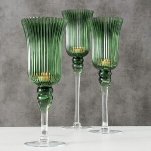 Набор стеклянных подсвечников - бокалов Green Latorre 30-40 см, 3 шт Boltze фото 3