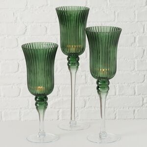 Набор стеклянных подсвечников - бокалов Green Latorre 30-40 см, 3 шт Boltze фото 1