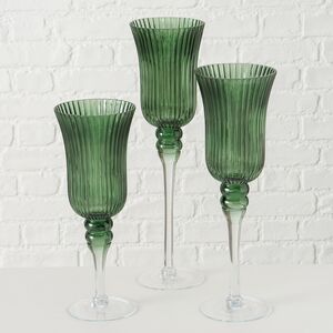 Набор стеклянных подсвечников - бокалов Green Latorre 30-40 см, 3 шт Boltze фото 4
